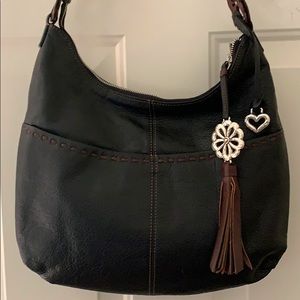 Brighton Black Soft Pebbled Leather Shoulder Bag